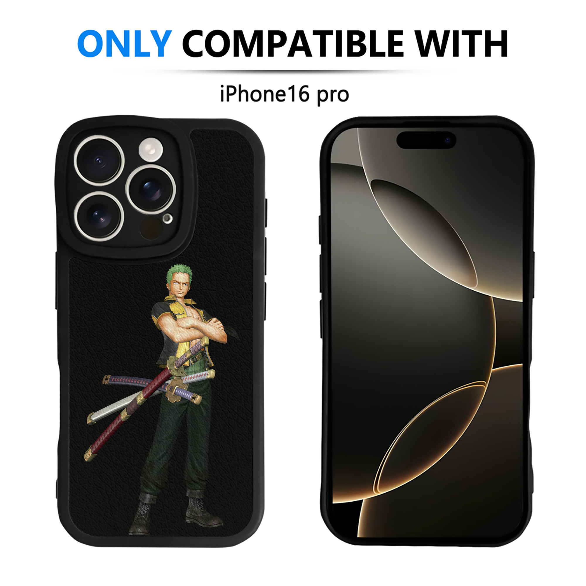 （画像用） ワンピース ロロノア・ゾロ ONE PIECE Roronoa Zoro 【iPhone 16シリーズ対応】シリコンスマホケース（レザー調） 材質：シリコン